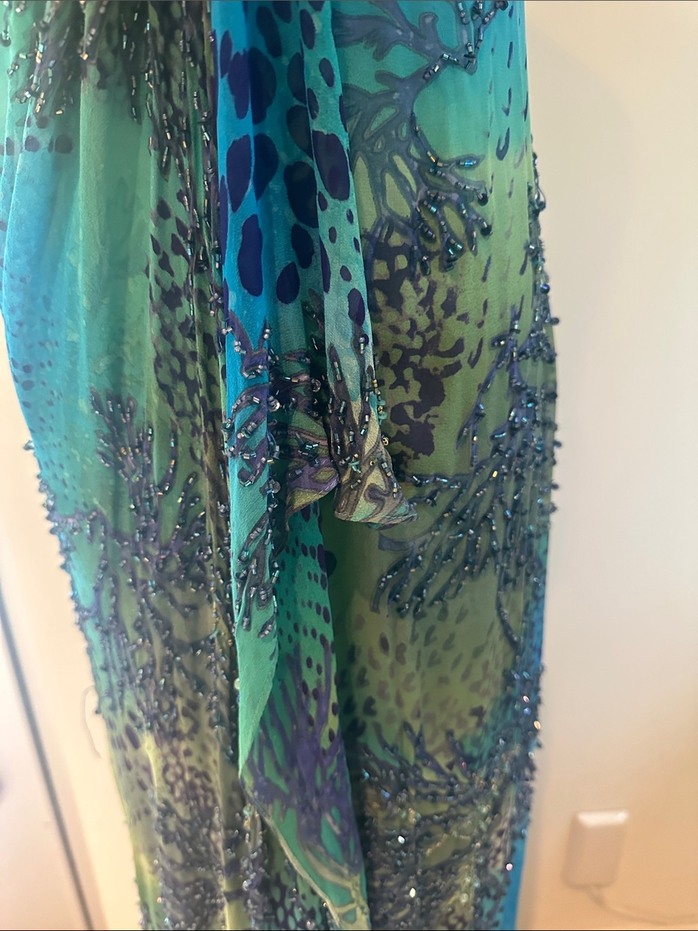 Blue-Green Beaded Maxi Dress - Picture 5 of 13
